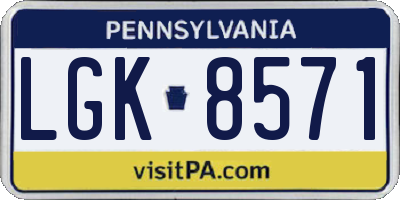PA license plate LGK8571