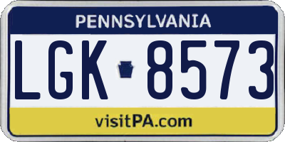 PA license plate LGK8573