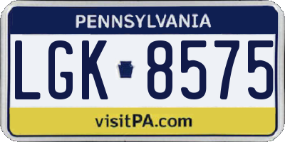 PA license plate LGK8575