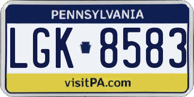 PA license plate LGK8583