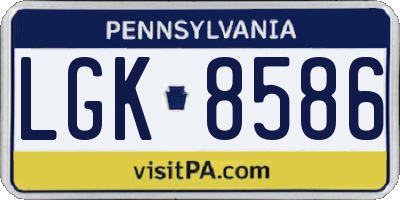 PA license plate LGK8586