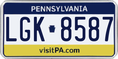PA license plate LGK8587