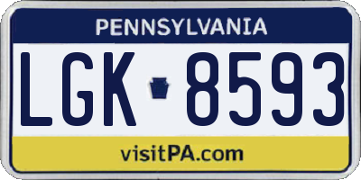 PA license plate LGK8593