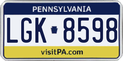 PA license plate LGK8598