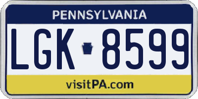 PA license plate LGK8599