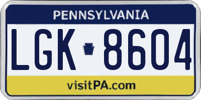 PA license plate LGK8604