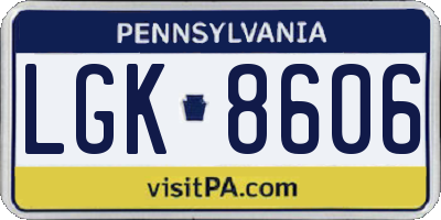 PA license plate LGK8606