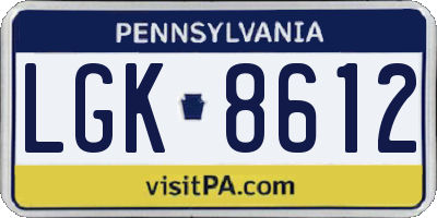 PA license plate LGK8612