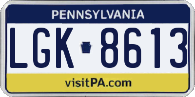 PA license plate LGK8613