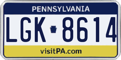 PA license plate LGK8614