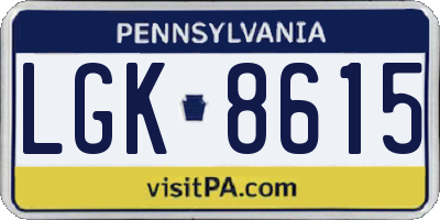 PA license plate LGK8615