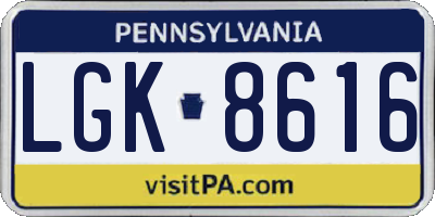PA license plate LGK8616