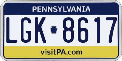 PA license plate LGK8617