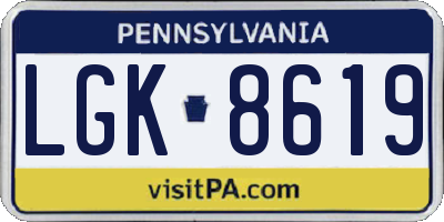 PA license plate LGK8619
