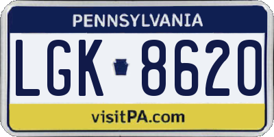 PA license plate LGK8620