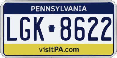 PA license plate LGK8622