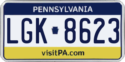 PA license plate LGK8623