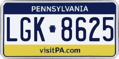 PA license plate LGK8625