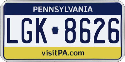 PA license plate LGK8626