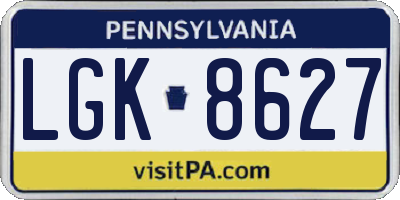 PA license plate LGK8627