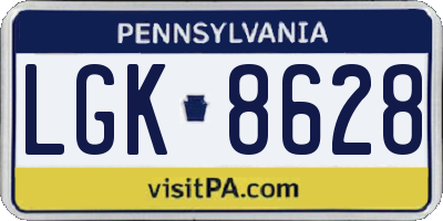 PA license plate LGK8628