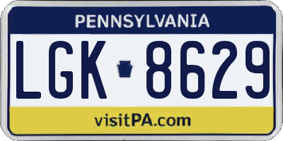 PA license plate LGK8629