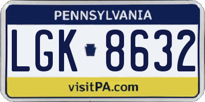 PA license plate LGK8632