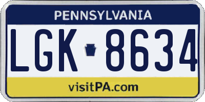 PA license plate LGK8634