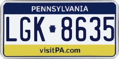 PA license plate LGK8635
