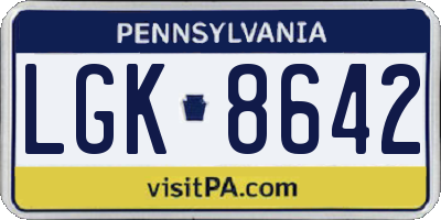 PA license plate LGK8642