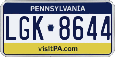 PA license plate LGK8644