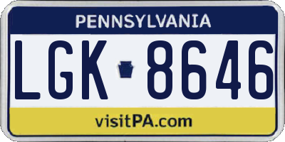 PA license plate LGK8646