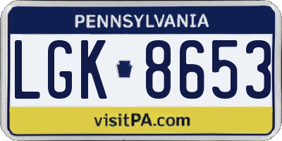 PA license plate LGK8653