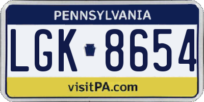 PA license plate LGK8654
