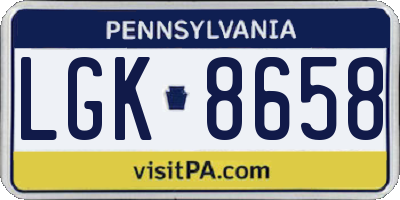 PA license plate LGK8658