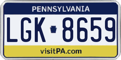 PA license plate LGK8659