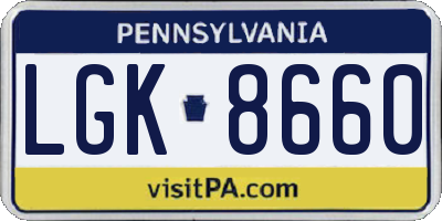 PA license plate LGK8660