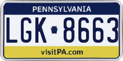 PA license plate LGK8663