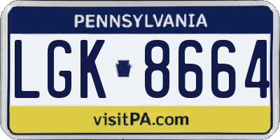 PA license plate LGK8664