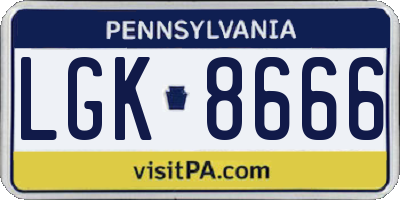 PA license plate LGK8666