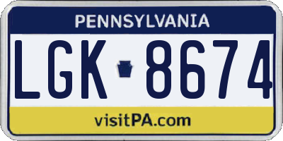 PA license plate LGK8674