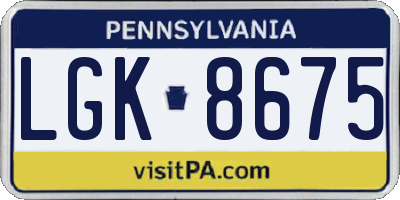 PA license plate LGK8675