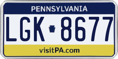 PA license plate LGK8677