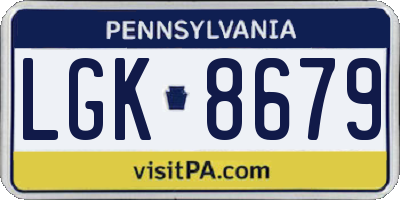PA license plate LGK8679
