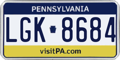 PA license plate LGK8684