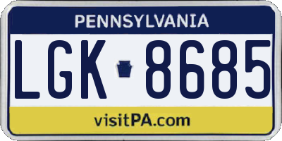 PA license plate LGK8685