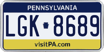 PA license plate LGK8689