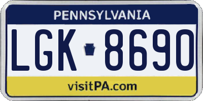 PA license plate LGK8690