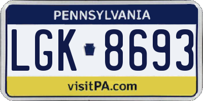 PA license plate LGK8693