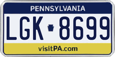 PA license plate LGK8699